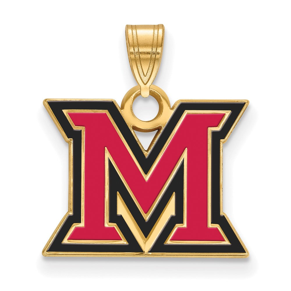 Sterling Silver Gold-plated Miami University Small Enamel Pendant