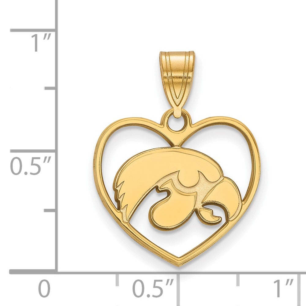 Sterling Silver Gold-plated University of Iowa Heart Pendant