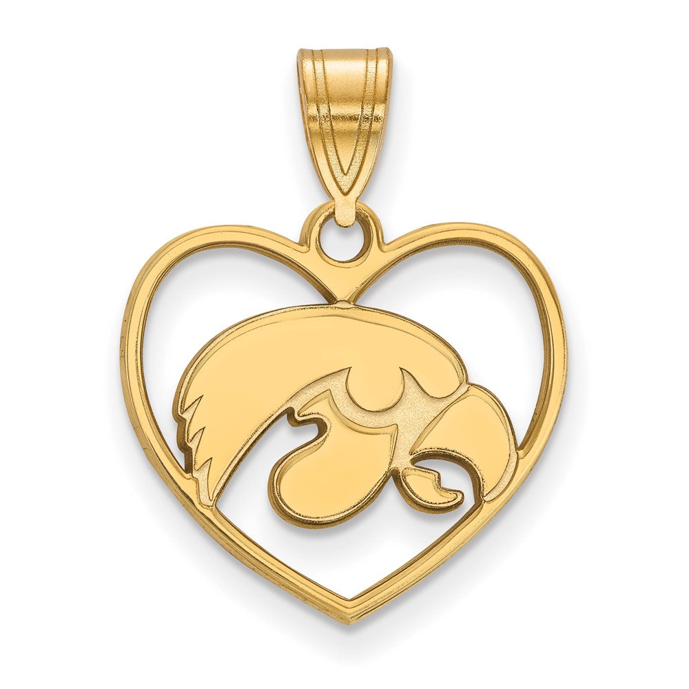 Sterling Silver Gold-plated University of Iowa Heart Pendant