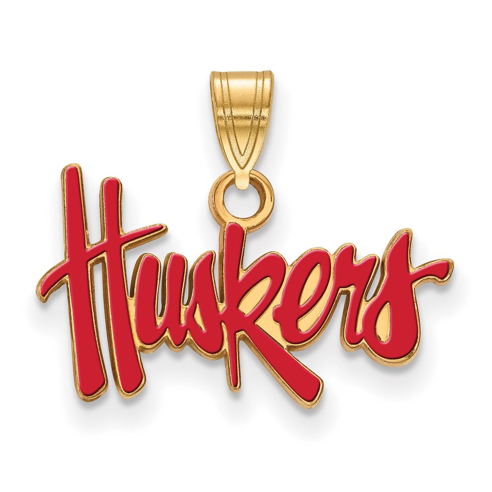 Sterling Silver Gold-plated Univ. of Nebraska Small Enamel Pendant