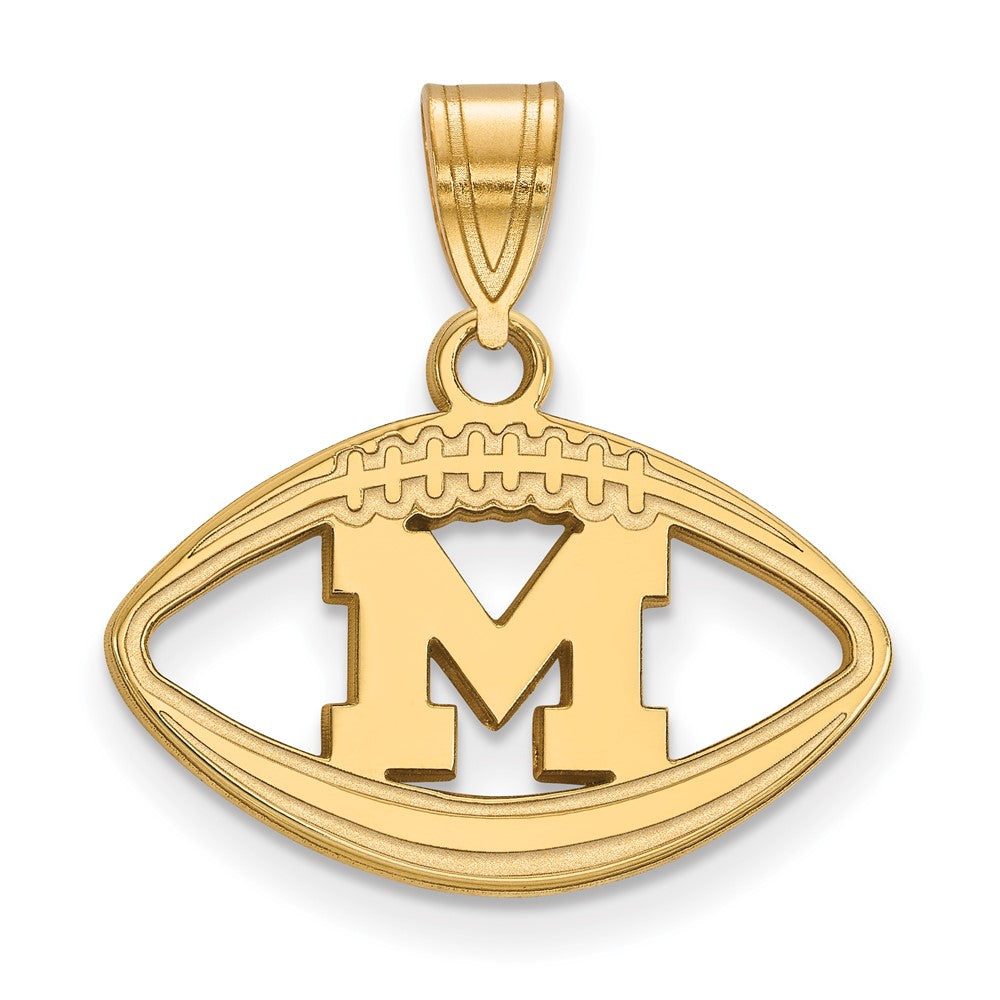 Sterling Silver Gold-plated U. of Michigan Football Pendant