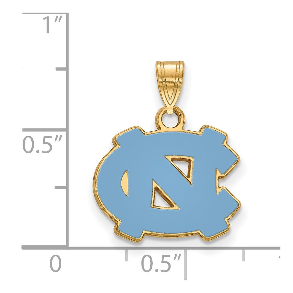 Sterling Silver Gold-plated U. of North Carolina Small Enamel Pendant