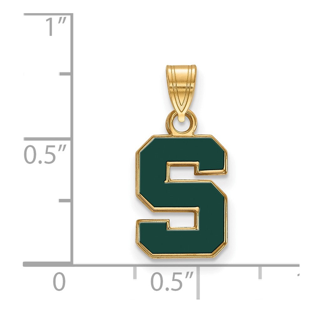Sterling Silver Gold-plated Michigan State U. Small Enamel Pendant