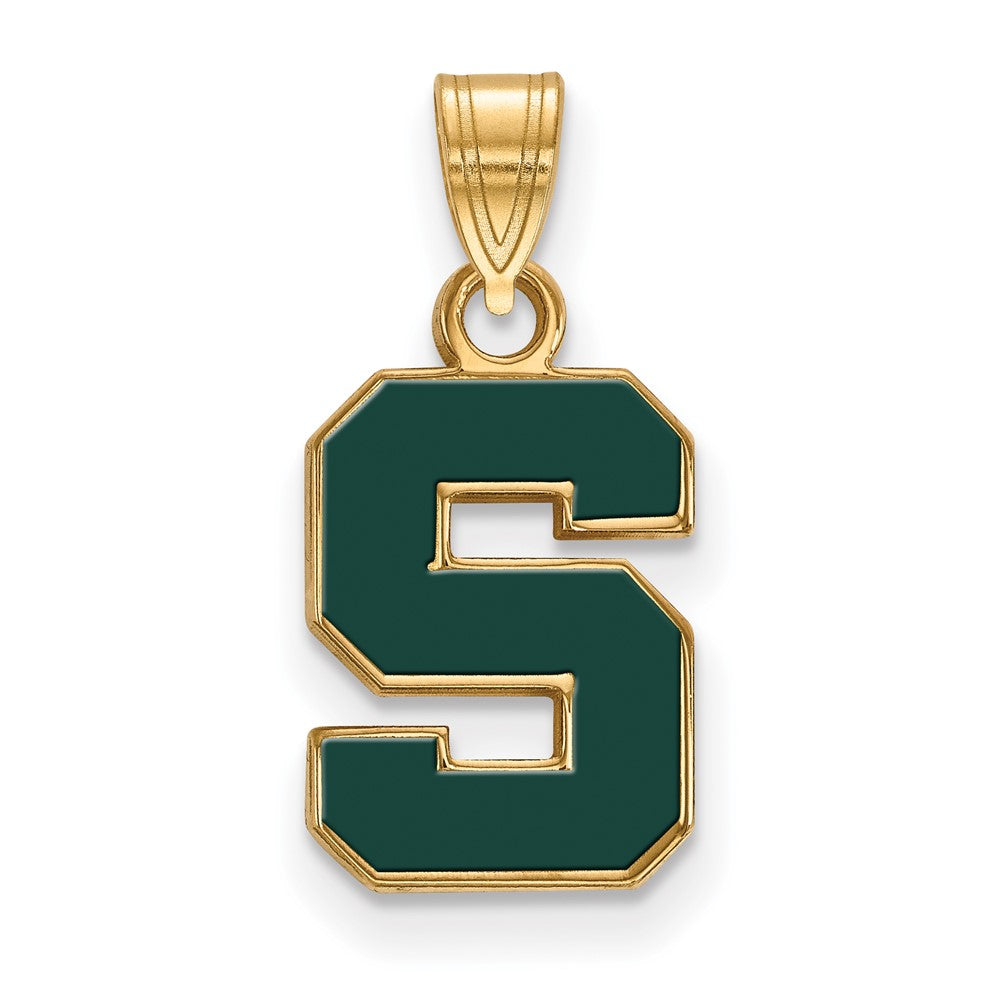 Sterling Silver Gold-plated Michigan State U. Small Enamel Pendant