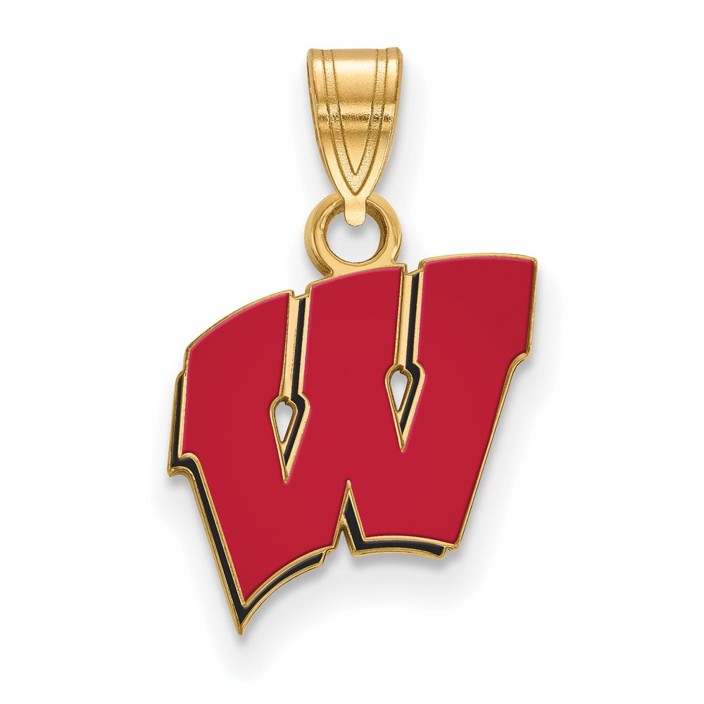 Sterling Silver Gold-plated U. of Wisconsin Small Enamel Pendant