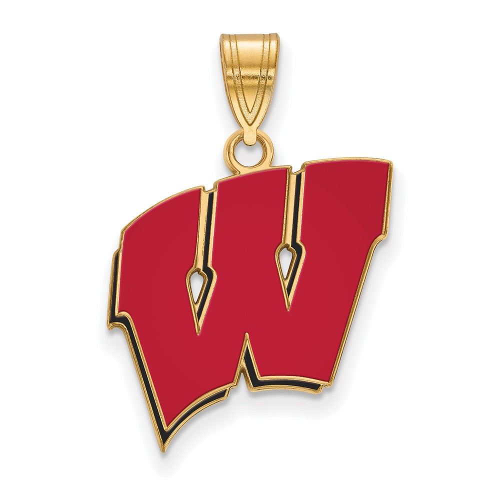 Sterling Silver Gold-plated U. of Wisconsin Large Enamel Pendant