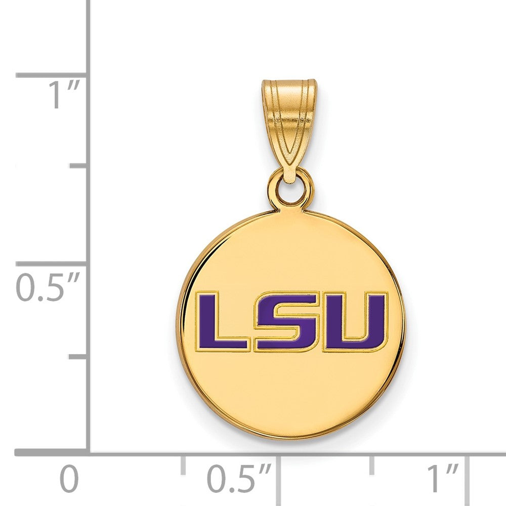 Sterling Silver Gold-plated Louisiana State U. Enamel Disc Pendant