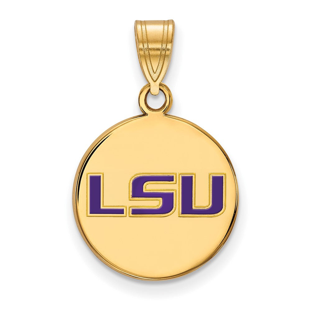 Sterling Silver Gold-plated Louisiana State U. Enamel Disc Pendant