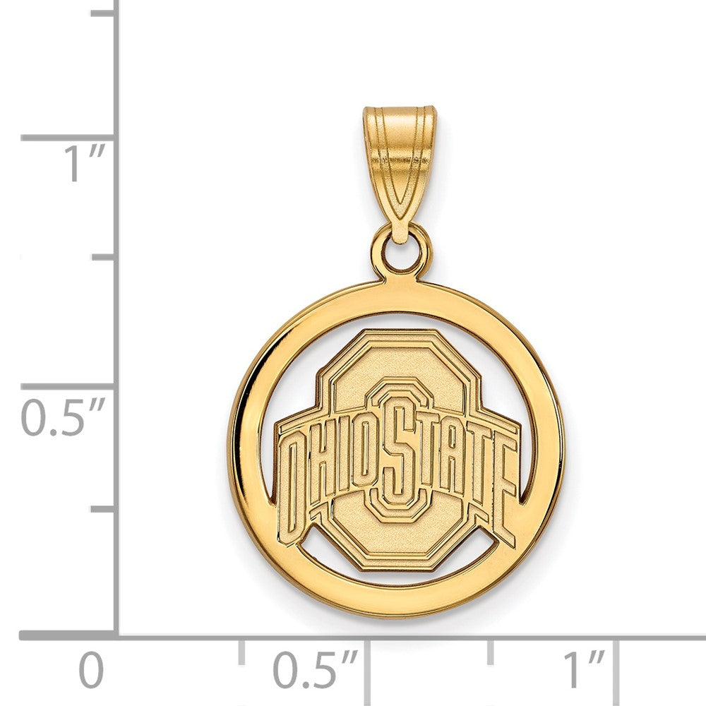 Sterling Silver Gold-plated Ohio State University Medium Circle Pendant