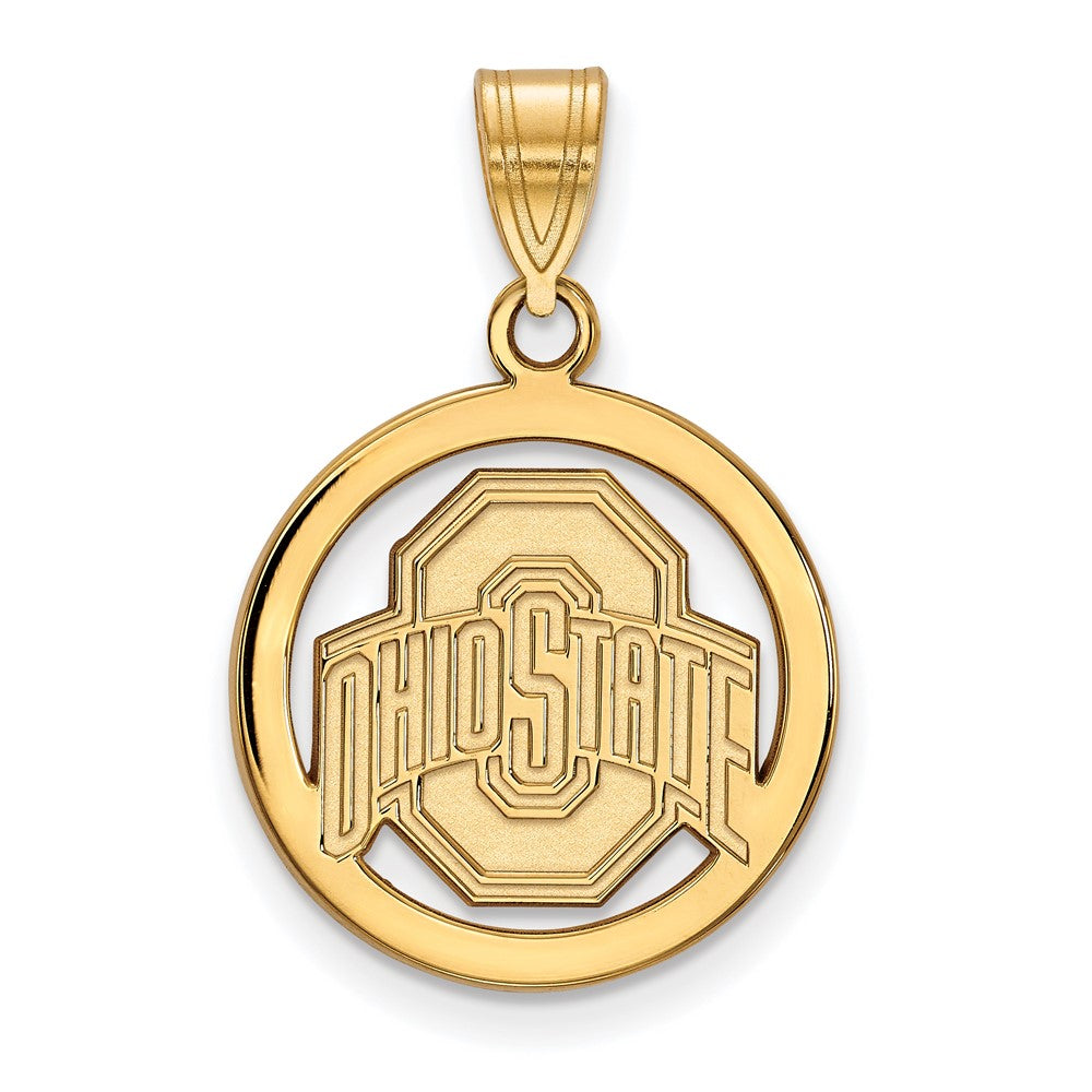 Sterling Silver Gold-plated Ohio State University Medium Circle Pendant
