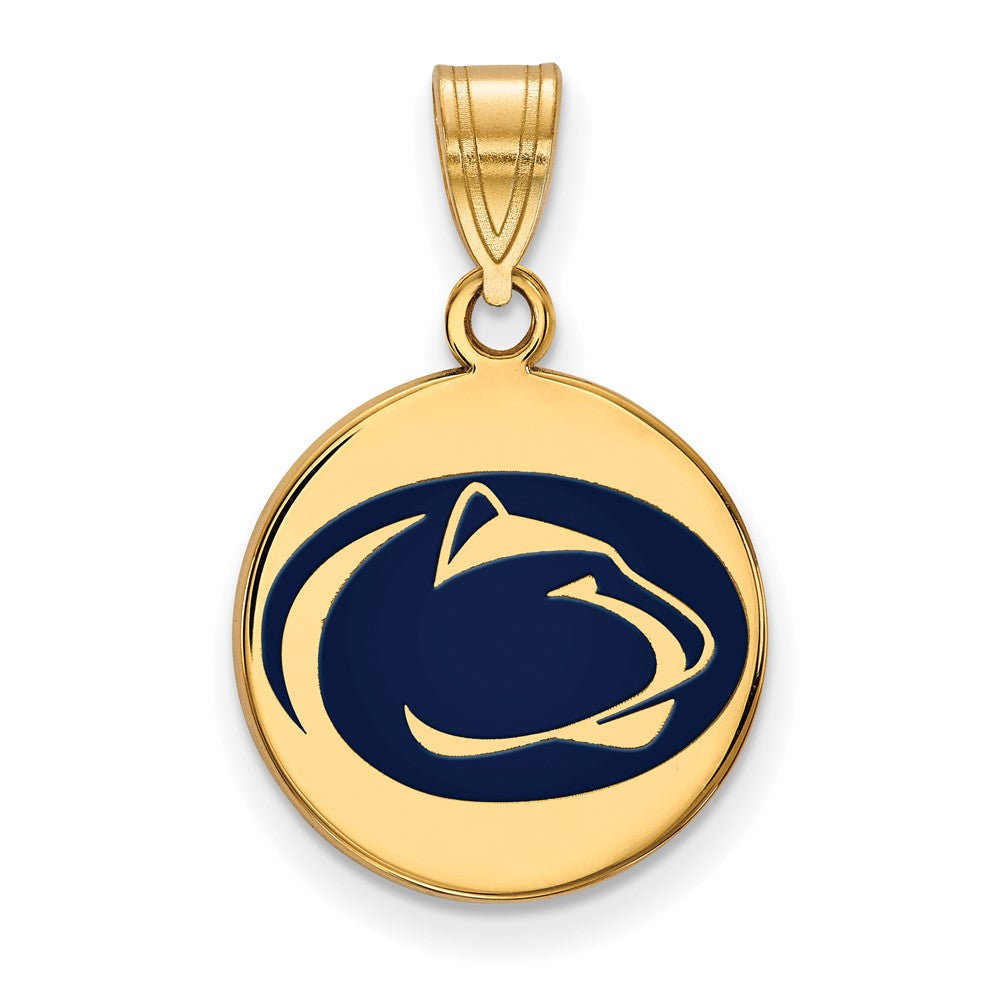 Sterling Silver Gold-plated Penn State U. Medium Enamel Disc Pendant