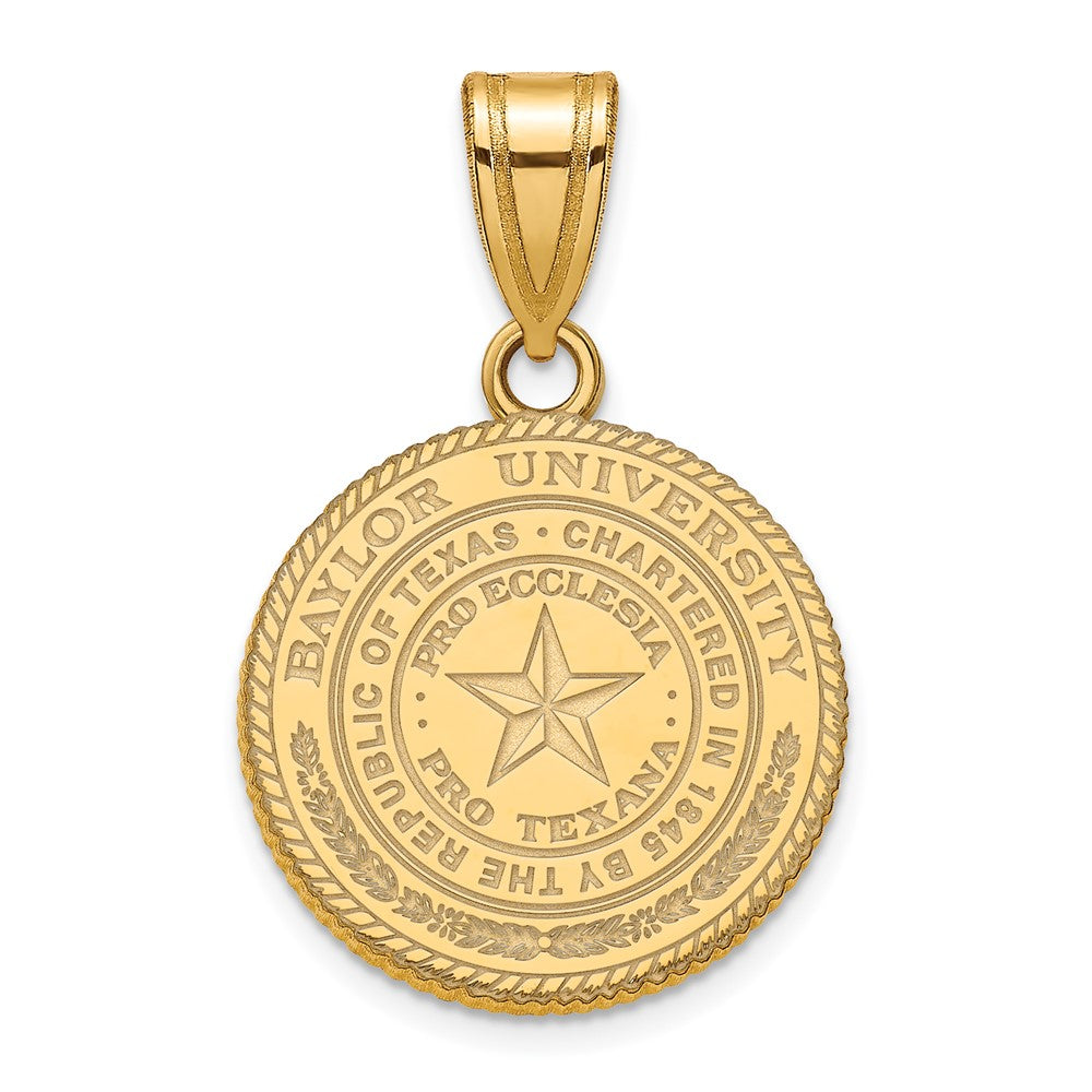 Sterling Silver Gold-plated Baylor University Medium Crest Pendant