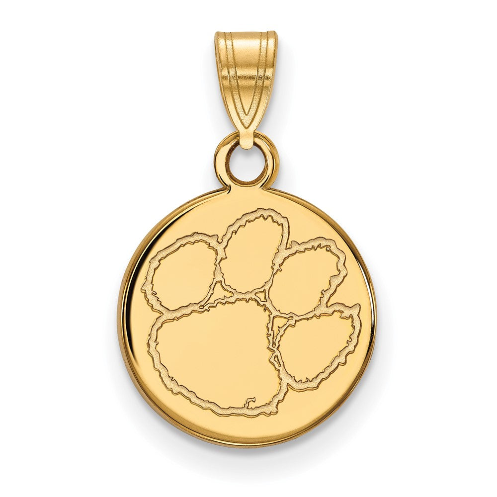 Sterling Silver Gold-plated Clemson University Small Disc Pendant