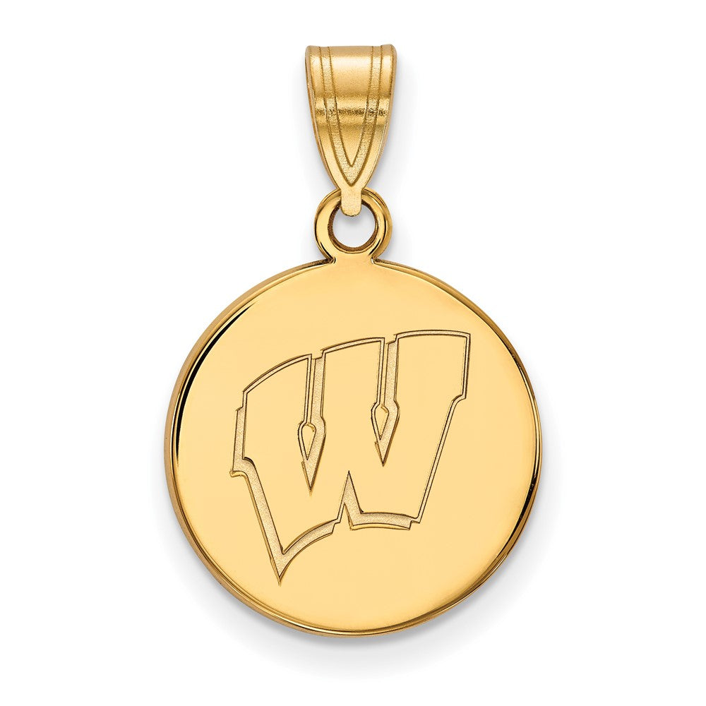 Sterling Silver Gold-plated U. of Wisconsin Medium Disc Pendant