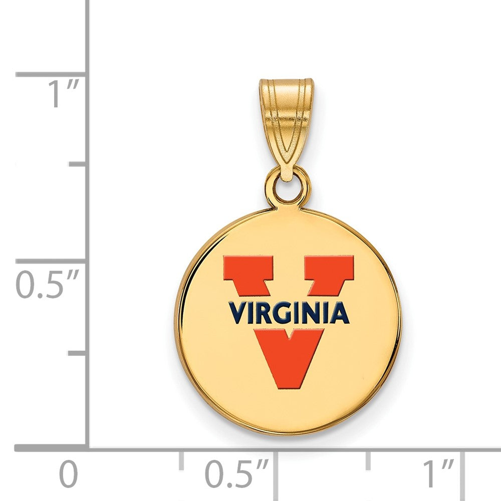 Sterling Silver Gold-plated U. of Virginia Medium Enamel Disc Pendant