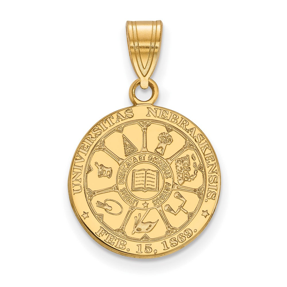 Sterling Silver Gold-plated U. of Nebraska Medium Crest Pendant