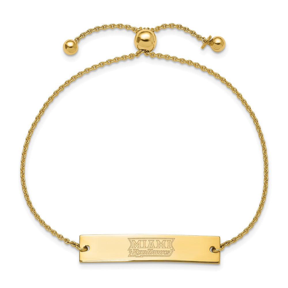 Sterling Silver Gold-plated Miami University Bar Adjustable Bracelet