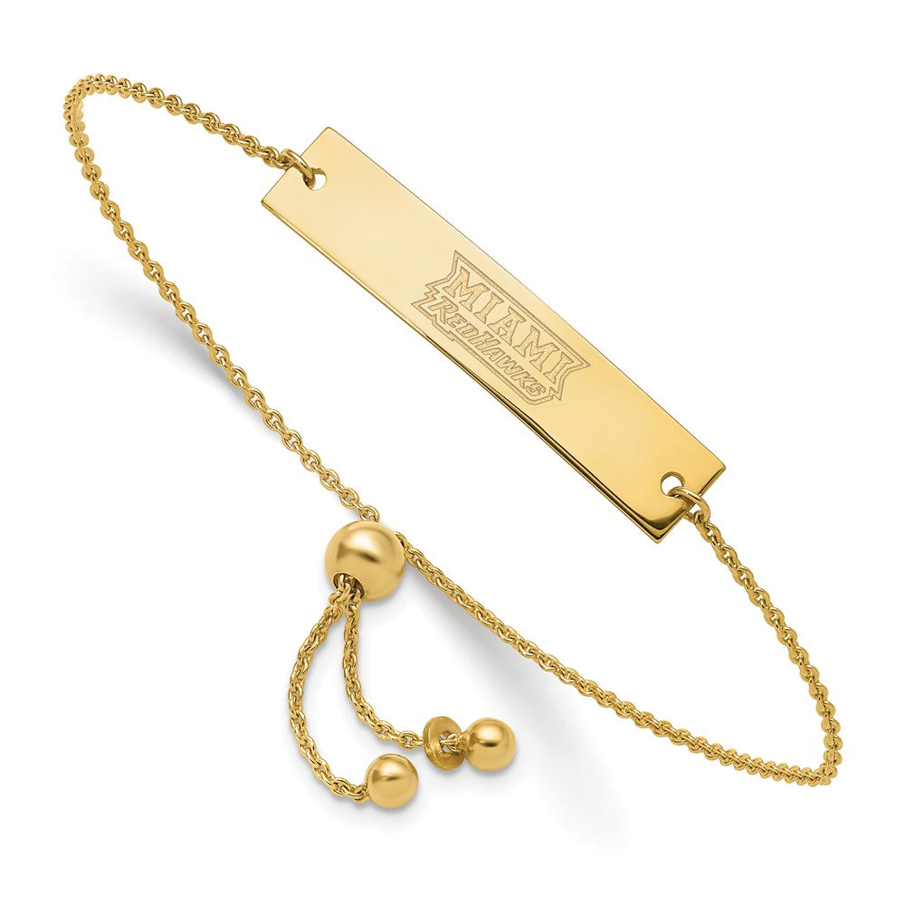 Sterling Silver Gold-plated Miami University Bar Adjustable Bracelet