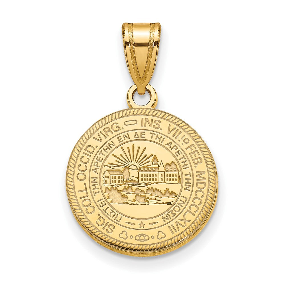 Sterling Silver Gold-plated West Virginia Univ. Medium Crest Pendant