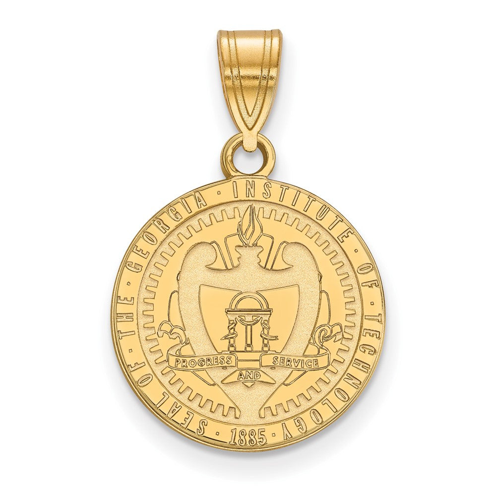 Sterling Silver Gold-plated Georgia Tech Medium Crest Pendant