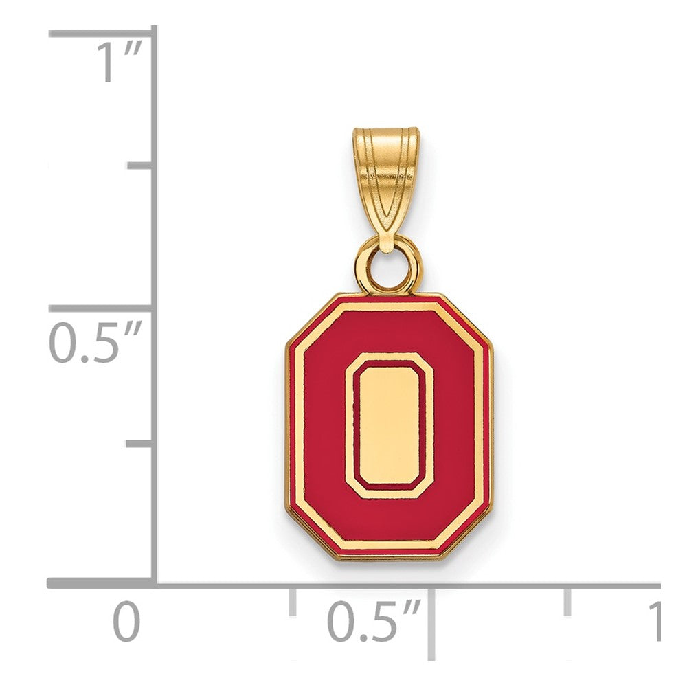 Sterling Silver Gold-plated Ohio State U. Small Enamel Pendant