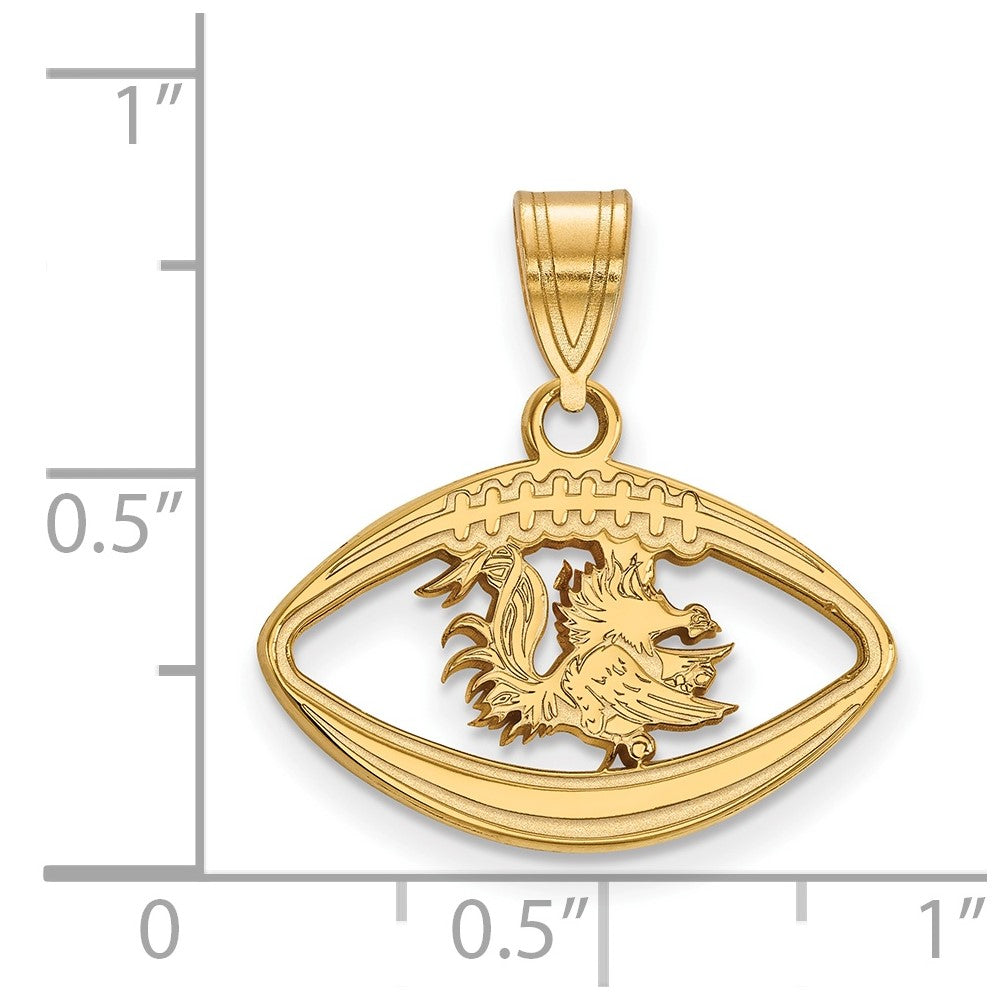 Sterling Silver Gold-plated U. of South Carolina Football Pendant