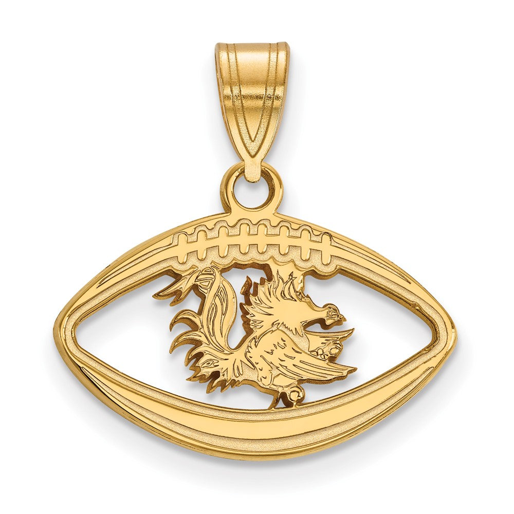 Sterling Silver Gold-plated U. of South Carolina Football Pendant