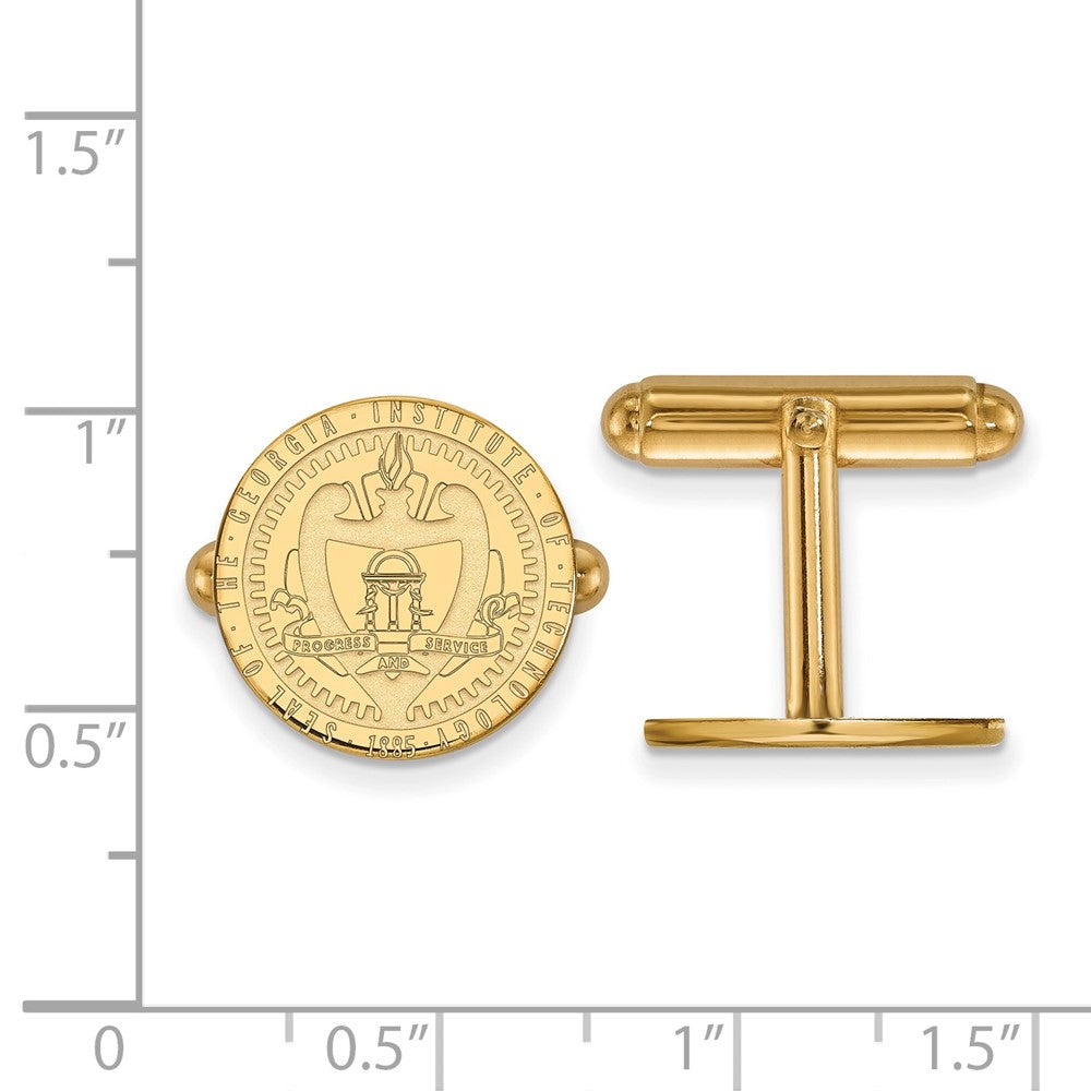 Sterling Silver Gold-plated Georgia Tech Crest Cuff Links