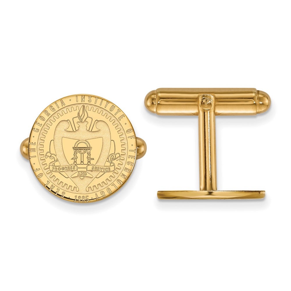 Sterling Silver Gold-plated Georgia Tech Crest Cuff Links