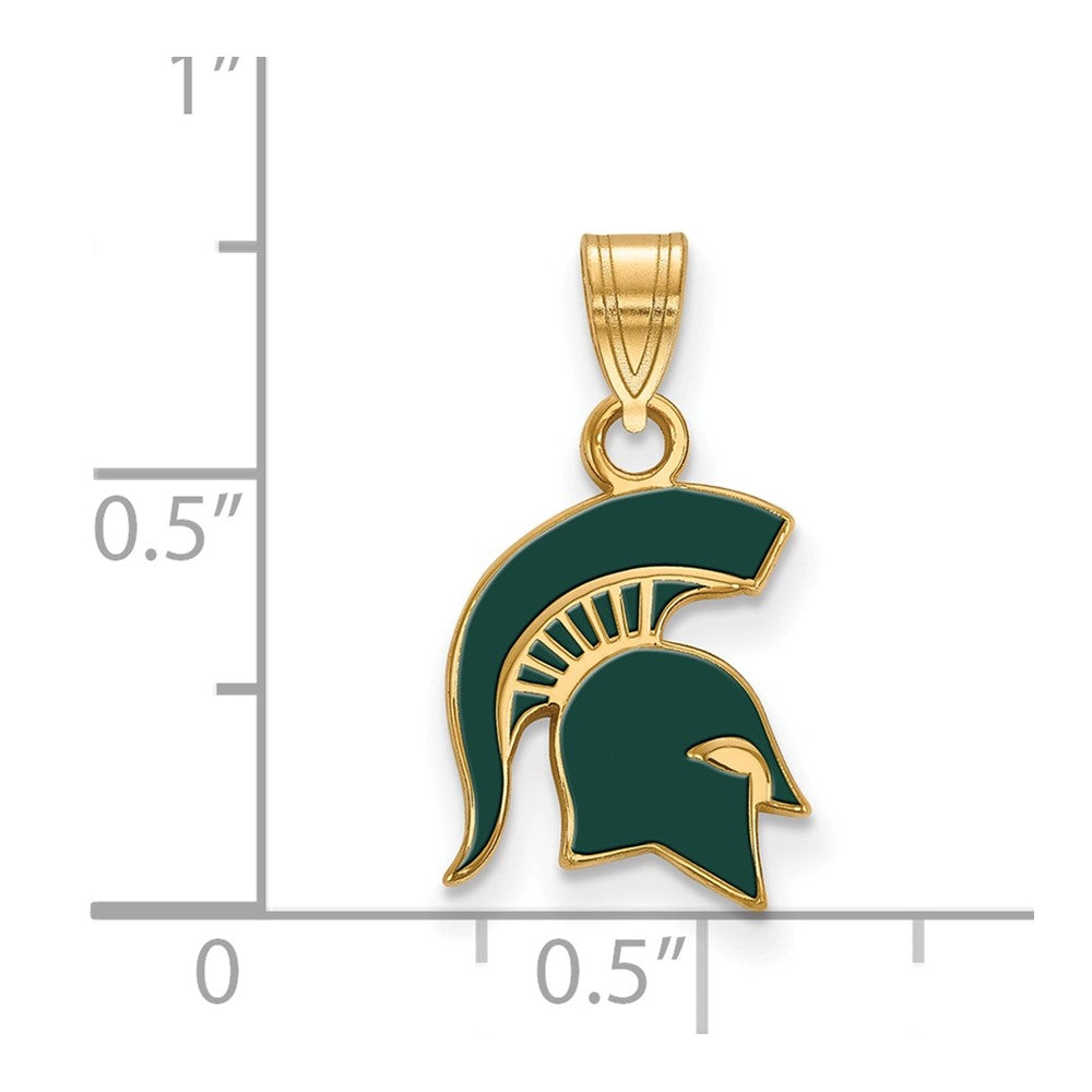 Sterling Silver Gold-plated Michigan State U. Small Enamel Pendant