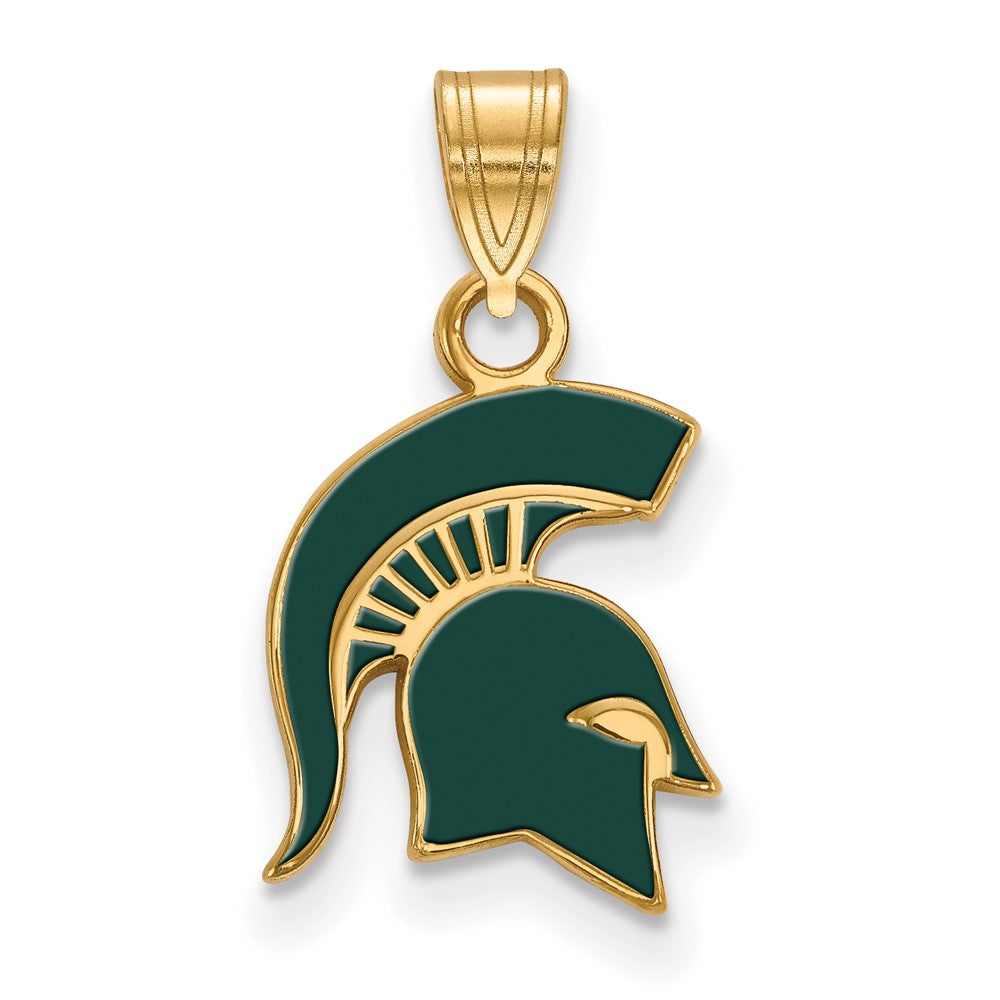 Sterling Silver Gold-plated Michigan State U. Small Enamel Pendant