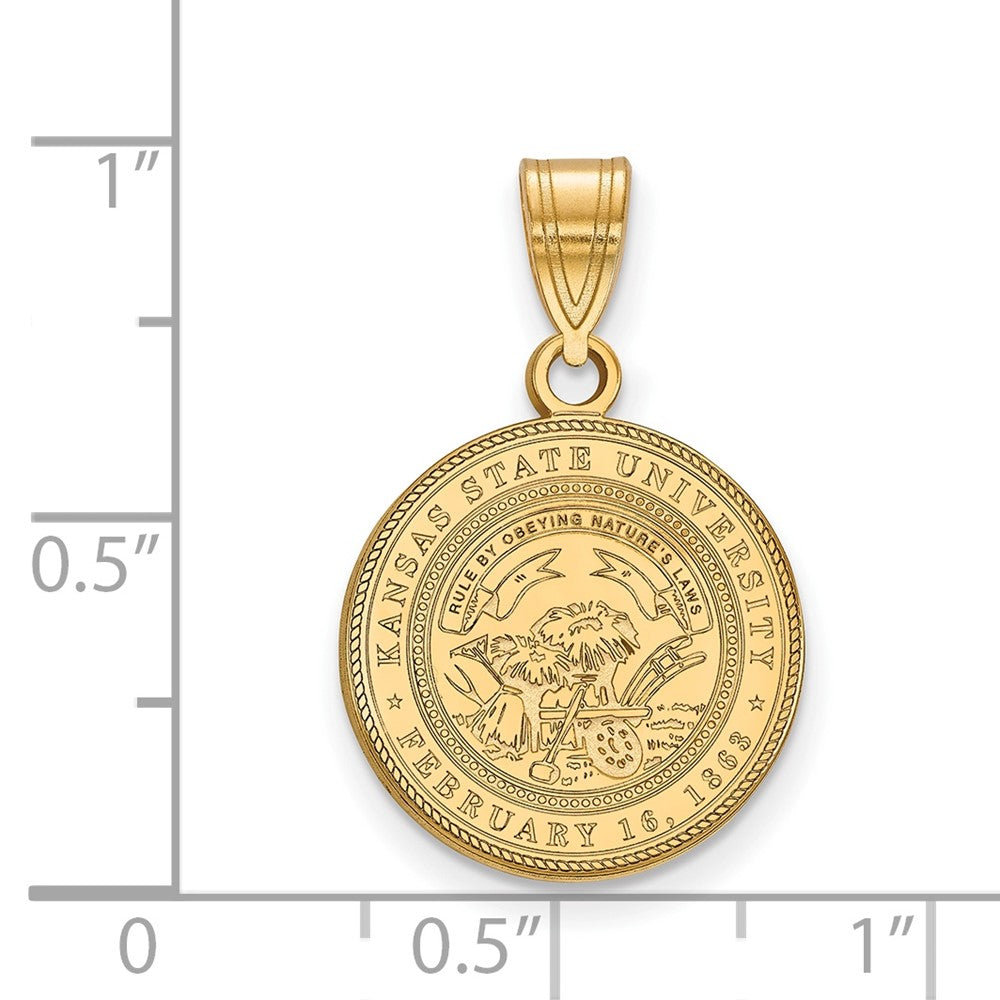 Sterling Silver Gold-plated Kansas State Univ. Medium Crest Pendant