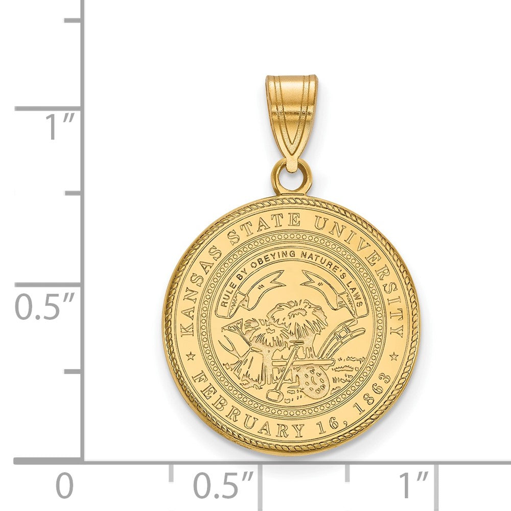 Sterling Silver Gold-plated Kansas State Univ. Large Crest Pendant