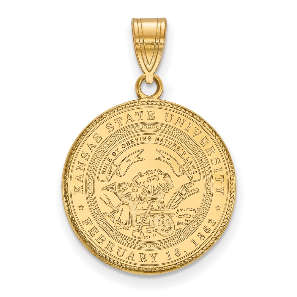 Sterling Silver Gold-plated Kansas State Univ. Large Crest Pendant