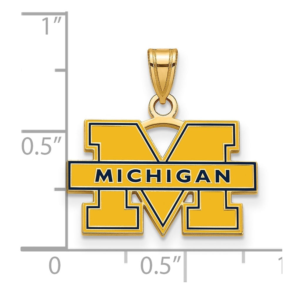Sterling Silver Gold-plated U. of Michigan Small Enamel Pendant