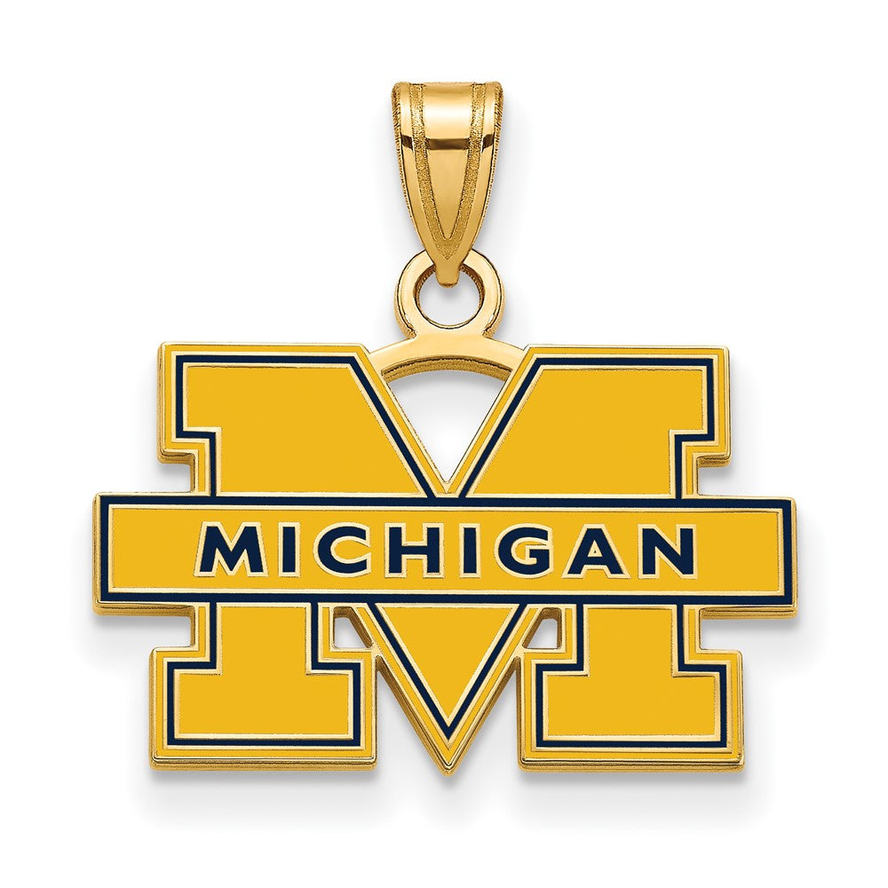 Sterling Silver Gold-plated U. of Michigan Small Enamel Pendant