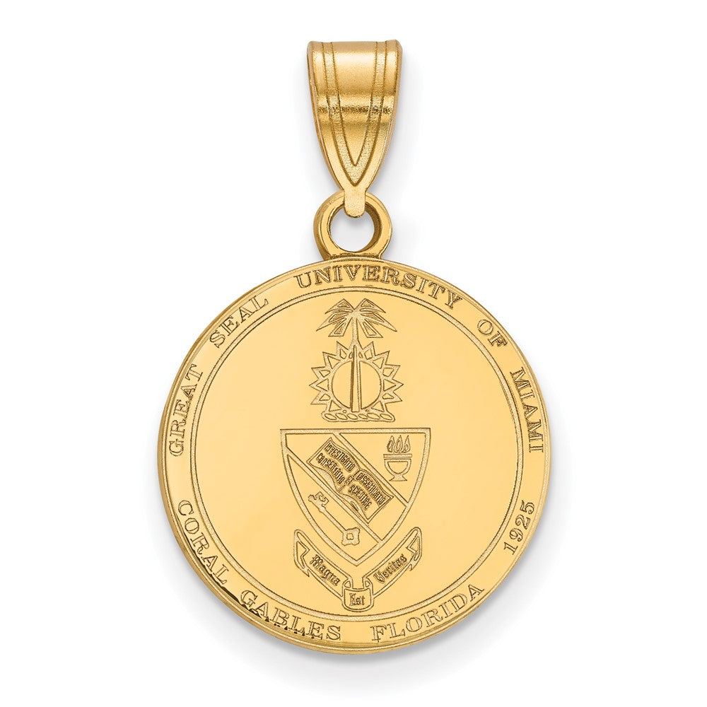 Sterling Silver Gold-plated U. of Miami Medium Crest Pendant