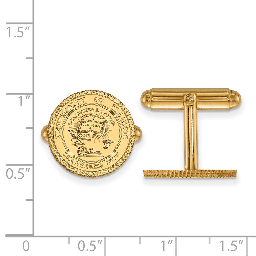 Sterling Silver Gold-plated University of Illinois Crest Cuff Links