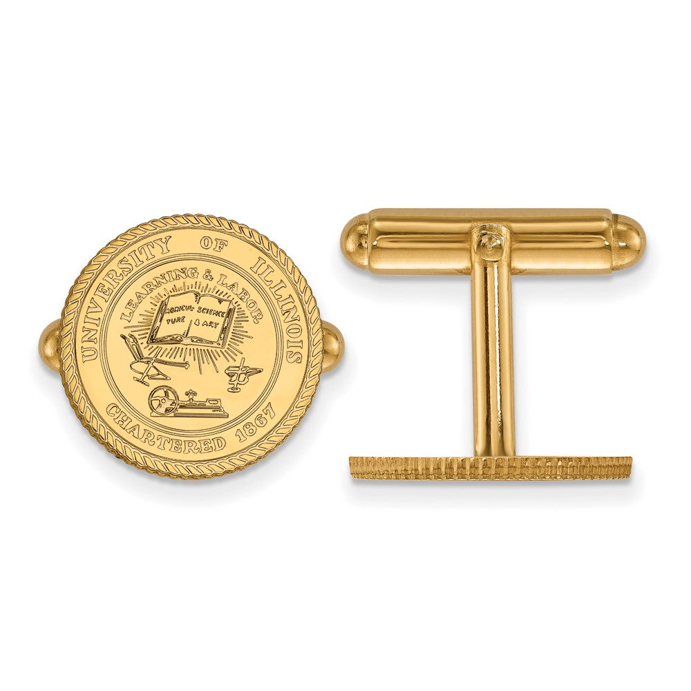 Sterling Silver Gold-plated University of Illinois Crest Cuff Links