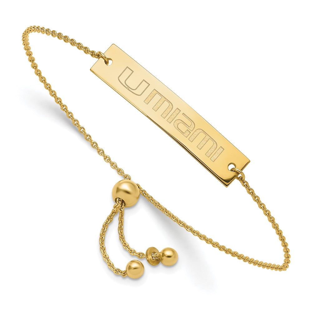Sterling Silver Gold-plated U. of Miami Florida Adjustable Bracelet