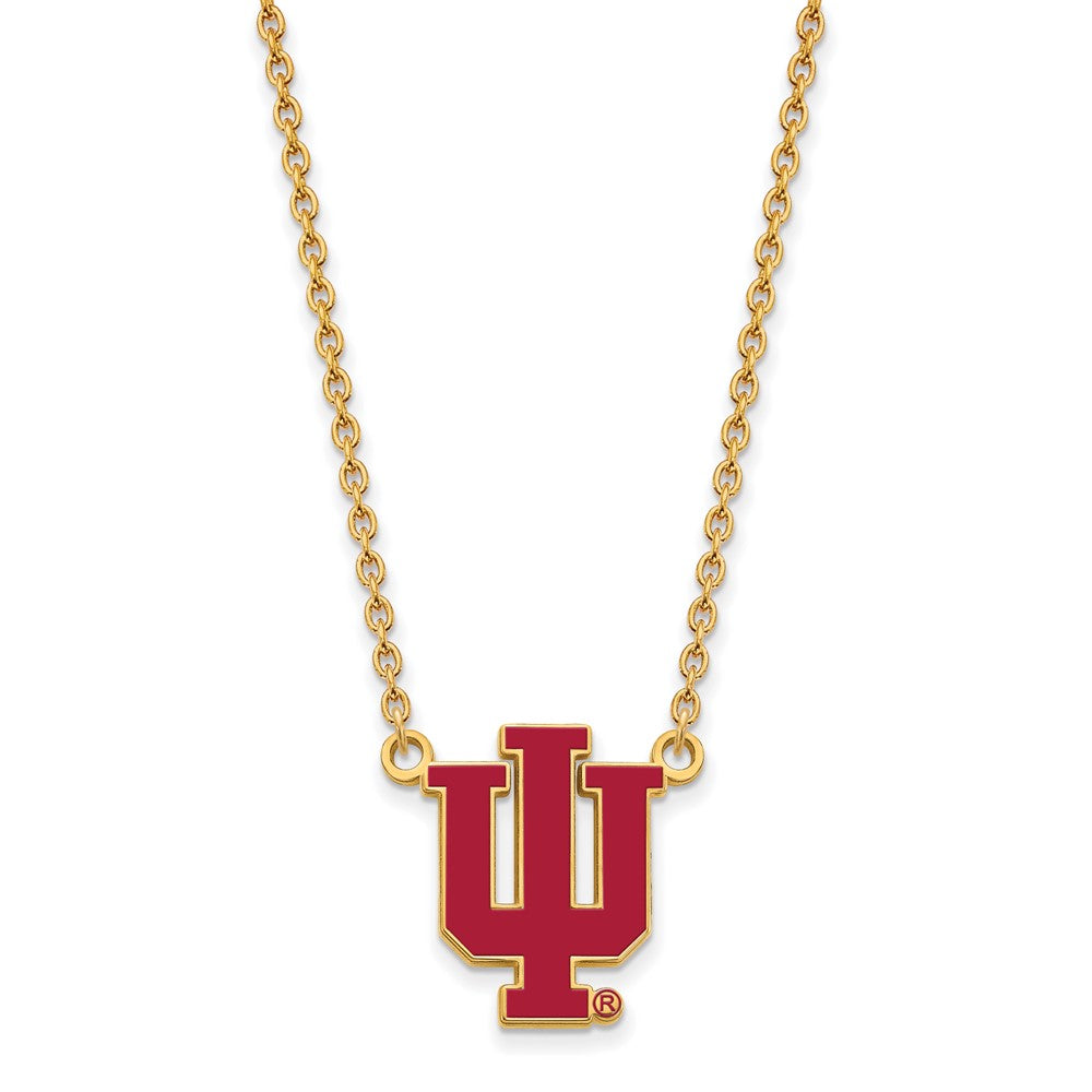 Sterling Silver Gold-plated Indiana Univ. Enamel Necklace