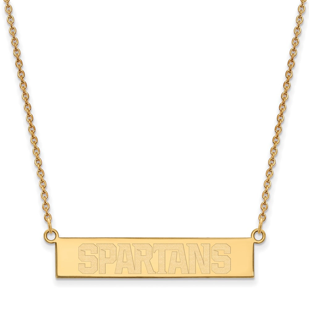Sterling Silver Gold-plated Michigan State U. Spartans Bar Necklace