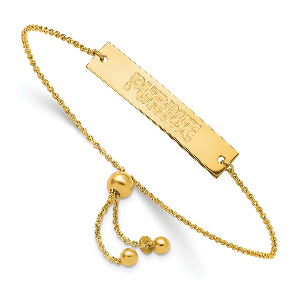 Sterling Silver Gold-plated Purdue U. Adjustable Bar Bracelet