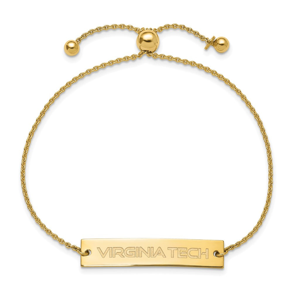 Sterling Silver Gold-plated Virginia Tech Bar Adjustable Bracelet