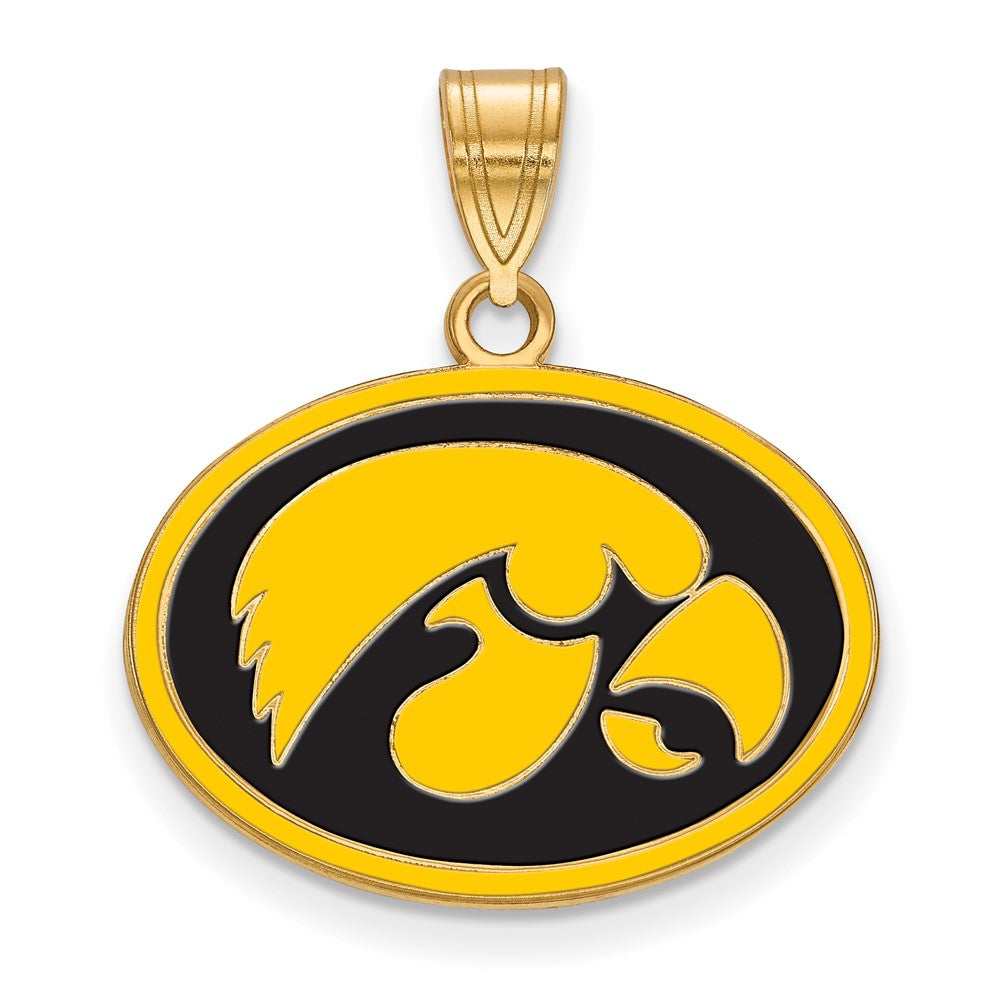 Sterling Silver Gold-plated U. of Iowa Medium Enamel Pendant
