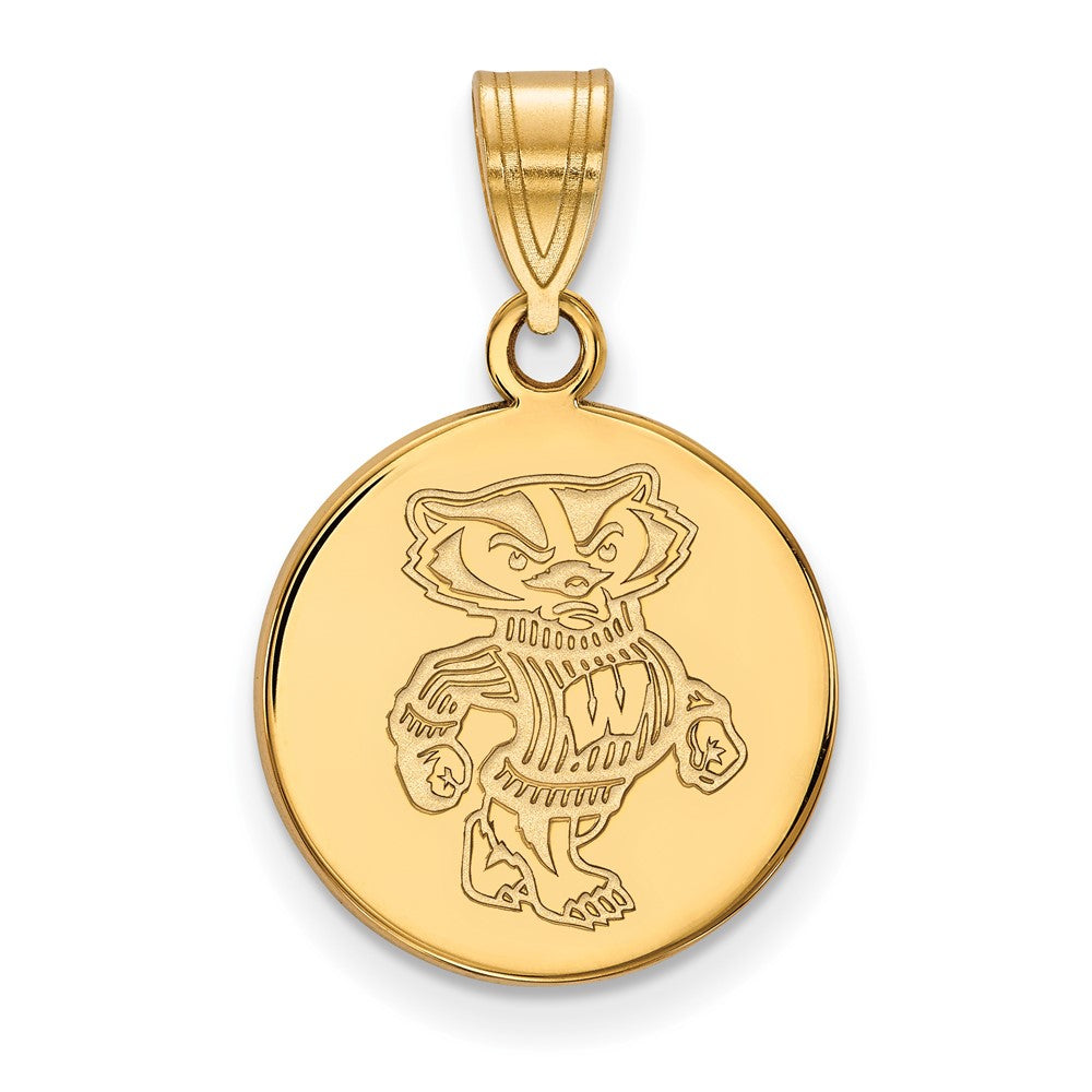 Sterling Silver Gold-plated Univ. of Wisconsin Medium Disc Pendant