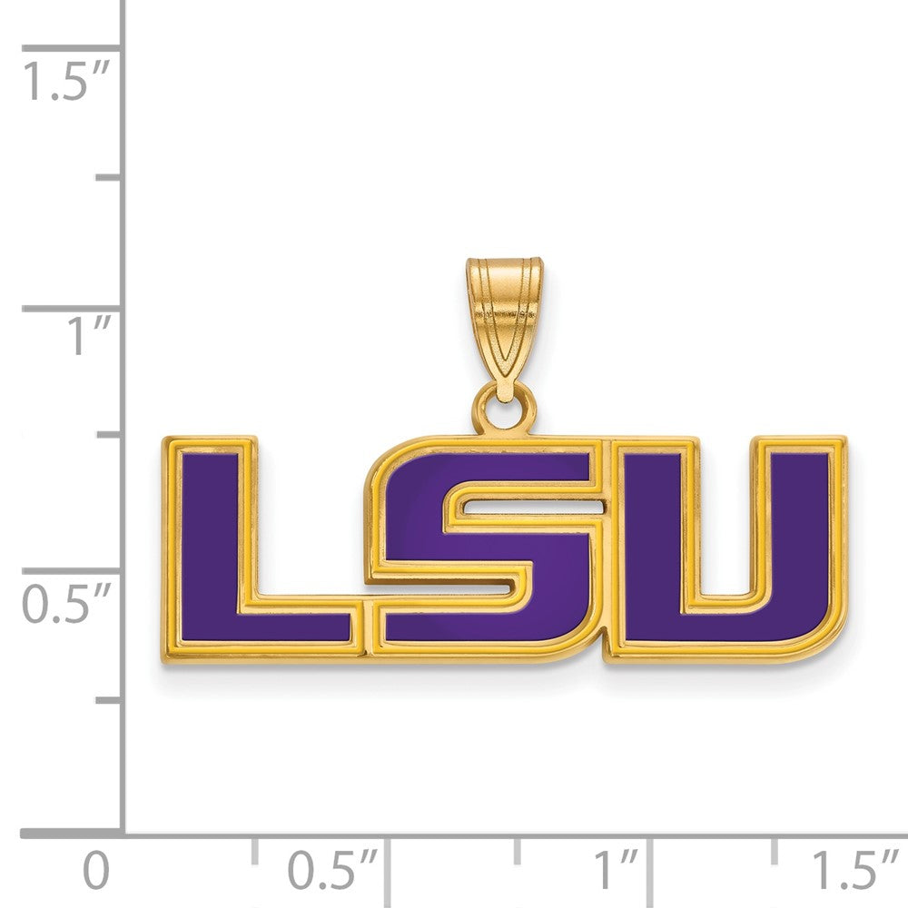 Sterling Silver Gold-plated Louisiana State U. Enamel Pendant