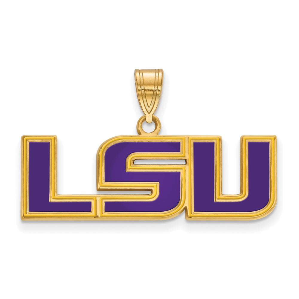 Sterling Silver Gold-plated Louisiana State U. Enamel Pendant