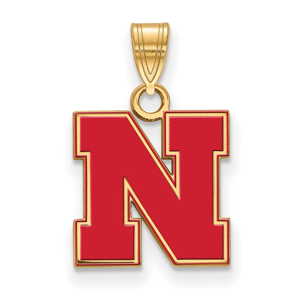 Sterling Silver Gold-plated Univ. of Nebraska Small Enamel Pendant