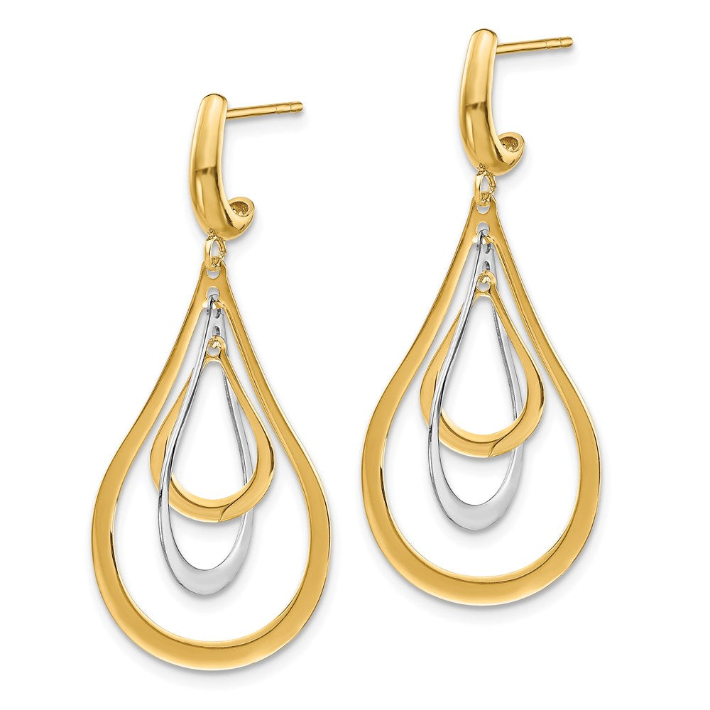 14K Two-tone Polished Post Dangle Earrings